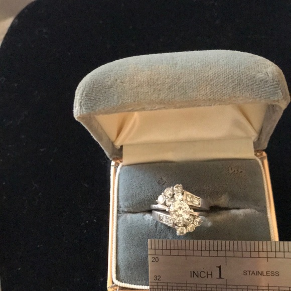 Vintage Wedding Band Set Engagement Silver 925 2pc - Picture 4 of 10